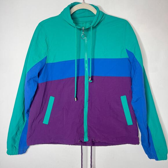 Ashley by 26 International Women's Color Block Windbreaker Jacket Retro Size S - Picture 1 of 4